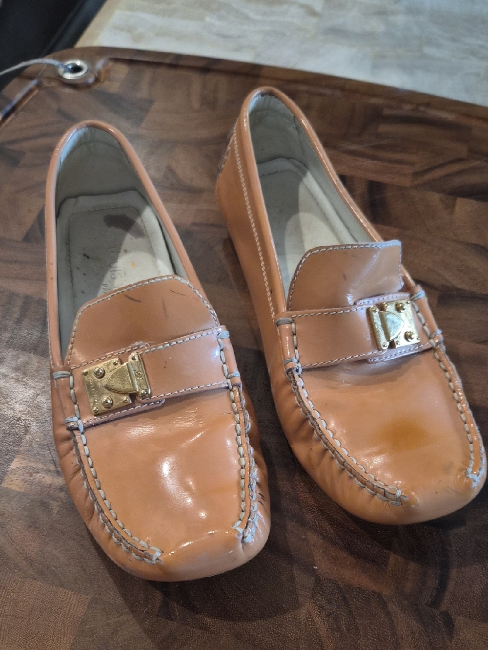 Louis Vuitton Tan Leather Moccasin with Gold Hardware